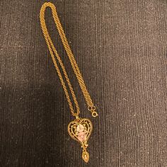 This Antique Looking Necklace Is Brand New. The Chain Itself Is 11 1/2” Long Not Including The Heart Pendant. With The Pendant The Total Length Is 13 1/2” Long. Necklace Ideas, The Chain, Gold Heart, Flower Necklace, Heart Of Gold, Heart Pendant, Womens Jewelry Necklace, Jewelry Necklaces, Women Jewelry