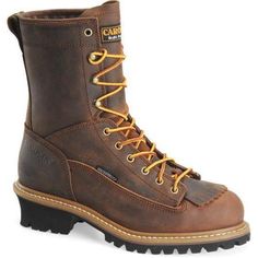 "Carolina Men's Spruce 8" Stl Toe WP Logger Work Boot - Brown - CA9824 8 / Medium / Brown - Overlook Boots" Logging Boots, Logger Boots, Rugged Boots, Weatherproof Boots, Wide Width Boots, Steel Toe Boots, Favorite Boots, Work Boot, Wide Boots