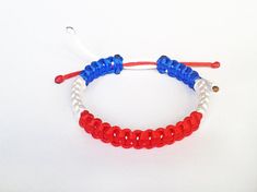 Costa RICA flag knotted bracelet Independence Day White Bracelets Gift, White Bracelets For Independence Day Gift, Patriotic White Friendship Bracelets As Gift, Patriotic White Friendship Bracelets Gift, White Adjustable Bracelets For Independence Day, Costa Rica Flag, Poland Flag, Knotted Bracelet, Aqua Aura