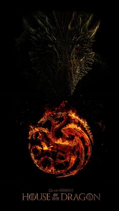 the poster for game of thrones'house of the dragon, which is in flames