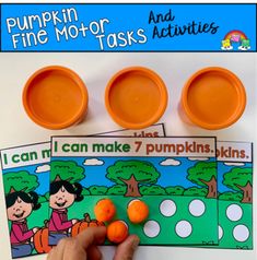 pumpkin fine motor tasks and activities for toddlers to practice number recognition with their hands