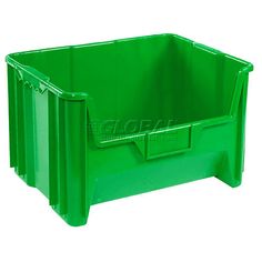 a green plastic container on a white background