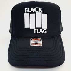 black flag trucker hat on white background