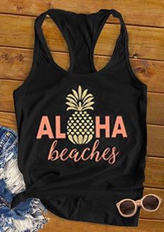 Womens Tank Tops Summer, Aloha Print, Aloha Beaches, Tank Top Outfits, Cute Tank Tops, Boutique Fashion, Summer Tank Tops, Summer Style Casual, Casual Tank Tops