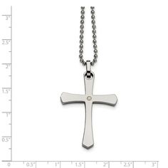 Divine inspiration! A polished, stainless steel, passion cross featuring a 2 point diamond set in 14k gold accent bezel hangs on a matching 22 inch ball chain finished with a fancy lobster clasp. The pendant measures approximately 1 1/8 inches by 1 3/4 inches including the bail. Mens Items, Bow Jewelry, Polished Stainless Steel, Gold Accent, Diamond Set, Jewelry Online Shopping, Fine Jewelry Gift, Jewelry Companies, Black Bow