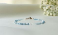 Ombre Aquamarine Bracelet 2mm Bead Bracelet March - Etsy Italy Blue Beaded Bracelets With Birthstone, Blue Birthstone Beaded Bracelets, Blue Birthstone Round Bead Bracelets, Blue Birthstone Bracelets With Round Beads, Delicate Blue Bracelets For Everyday, Blue Gemstone Bracelets For Everyday Wear, Dainty Blue Faceted Beaded Bracelets, Blue Dainty Gemstone Beaded Bracelet, Dainty Blue Gemstone Beaded Bracelets