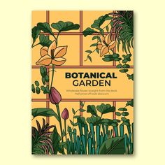 botanical garden book cover with flowers and plants