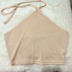 Shein Ribbed Open Back Halter Top. This Top Is Cropped As Well As Being Able To Be Tied Around The Neck For An Open Back Look. Brand New And Never Used! Size Xs. Spring Beige Cami Halter Top, Ribbed Cami Halter Top For Spring, Casual Beige Halter Neck Tank Top, Beige Fitted Halter Neck Crop Top, Beige Halter Neck Top, Beige Seamless Crop Top For Spring, Spring Beige Seamless Crop Top, Beige Stretch Halter Neck Top, Fitted Beige Cropped Halter Top