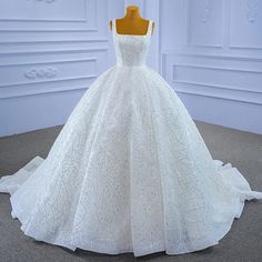 Crystal Square Collar Sequins Beaded Ball Gown Wedding Dresses Straps Wedding Dress, Beaded Ball Gown, Champagne Quinceanera Dresses, White Quinceanera Dresses, Purple Quinceanera Dresses, Black Quinceanera Dresses, Quinceanera Dresses Gold, Quinceanera Dresses Pink, Quinceanera Dresses Blue