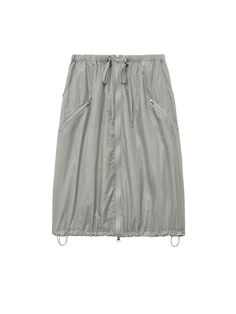 This product is a versatile nylon two-way skirt designed for adaptability and style. It features a unique zippered design that allows for changes in length and style, easily transitioning from a more casual to a more formal look. The skirt is equipped with an adjustable drawstring waist and practical pockets, making it both functional and fashionable. - This skirt incorporates a flexible two-way zipper, enabling it to be styled at varying lengths to suit different occasions.- Equipped with an adjustable drawstring waist, it offers a customizable and comfortable fit.- Features multiple pockets that are both functional and seamlessly integrated into the skirt's design.- Made from durable nylon material, this skirt is lightweight and suitable for all-day wear, providing ease of movement. Summer Nylon Skirt With Pockets, Formal Looks, Gray Skirt, Skirt Design, Drawstring Waist, Comfort Fit, Zipper, Grey, How To Wear