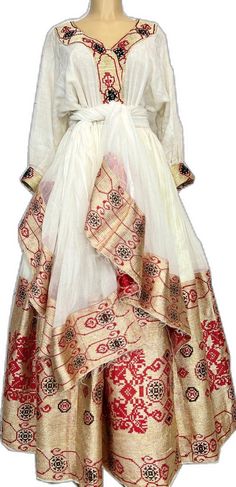 Festive White Gown With Traditional Patterns, Traditional White Gown With Patterns, Traditional Gown With Patterns For Ceremonies, Traditional Dresses For Diwali Ceremonies, Traditional Floor-length Gown For Ceremonies, Traditional White Gown For Festivals, Traditional White Gown With Pallu, Traditional Dresses With Resham Embroidery For Diwali, Traditional Resham Embroidery Dress For Diwali