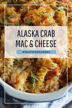 alaska crab mac and cheese with text overlay