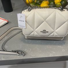 Coach Crossbody Bag White, White Coach Purse, Coach Sling Bag, Coach Saddle Bag, Cream Purse, Purse Collection, Field Bag, Coach Satchel, Birthday Inspo