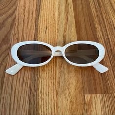 Cute Retro White Sunglasses. Never Worn, Only Tried On. A Few Tiny Scratches On Lenses Seen When Held Up To The Light (See Photo). Size: One Size White Retro Sunglasses, White Sunglasses Aesthetic, Chelsea Roberts, Preppy Sunglasses, 60s Sunglasses, Mia Aesthetic, Bridal Boutique Interior, American Summer, White Sunglasses