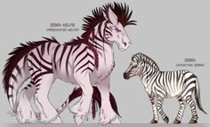 two zebras standing next to each other on a gray background