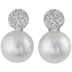 18K white gold Diamonds: 1.90 Cts 15-16 mm South Sea Pearls Golden South Sea Pearls, Pearl And Diamond Earrings, White Gold Earrings, Brown Diamond, Women Diamond, Sea Pearls, South Sea Pearls, Pear Shaped Diamond, Diamond Drops