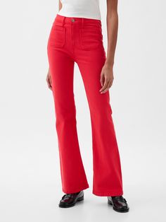 High Rise '70s Flare Jeans | Gap Retro High Rise Flares For Fall, Retro Flare Bottoms For Fall, Casual Fall Flares, Retro Straight Leg Flares For Fall, Spring Retro Mid-rise Flares, Gap Cotton Flare Jeans For Spring, Spring Cotton Flare Jeans By Gap, Retro Flares For Fall, Retro Fall Flares