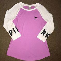 3 Vs Pink Tees. 1st One Is Baseball Tee Size Small. 2nd One Is Campus L/S Tee Size Small With Bling On Back And Sleeves. 3rd Is A L/S Campus Tee Size Small. All In Excellent Like New Condition If Not Perfect! Pink Tees, Pink Graphic T-shirt For Baseball Season, Victoria's Secret Pink Summer Top, Vs Pink Sweatshirt, Pink Victoria Secret Clothes Sweatshirts, Victoria's Secret Crew Neck T-shirt, Baseball Tees, Pink Tee, Not Perfect