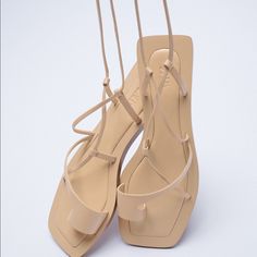 Genuine Zara New With Tag Material: Leather Upper & Straps Color: Cream, Beige Comfortable Leather Sandals. Love Straps To Give Extra Interest. Neutral Color Goes With Most Outfits. Euro Size 40 Trendy Beige Lace-up Sandals With Ankle Strap, Trendy Beige Sandals With Single Toe Strap, Trendy Leather Lace-up Sandals With Ankle Strap, Trendy Strappy Leather Lace-up Sandals, Chic Leather Lace-up Sandals For Summer, Spring Beige Square Toe Sandals, Beige Lace-up Sandals With Single Toe Strap For Summer, Beige Leather Flat Heel Lace-up Sandals, Beige Leather Lace-up Sandals With Flat Heel