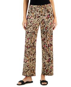 in stock Spring Pull-on Rayon Pants, Floral Print Loungewear Ankle-length Pants, Spring Paisley Print Wide-leg Pants, Leopard Print Stretch Full-length Bottoms, Non-stretch Floral Print Harem Pants, Printed Wide Leg Pants, Pull On Pants, Wide Leg Pants, Animal Print