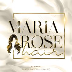 the logo for marla rose hair is shown on a white background with gold lettering