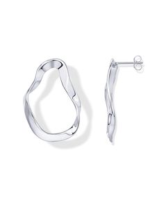 PRICES MAY VARY. Our 38mm long and 26.3mm wide hoop earrings feature a unique wavy design, perfect for those moments when you want to stand out. Make a statement and turn heads, whether it's a casual day or a glamorous evening event. Plated in rhodium and featuring sterling silver posts, these earrings ensure a long-lasting finish that's 100% nickel-free, cadmium-free, lead-free, and hypoallergenic. Perfect for gifting or treating yourself, these heart studs are a solid choice for anyone with a Modern Wavy Jewelry For Anniversary, Modern Jewelry For Anniversary, Infinity Hoop, Infinity Earrings, Wavy Design, Statement Drop Earrings, Heart Studs, Big Heart, Jewelry Earrings Hoops