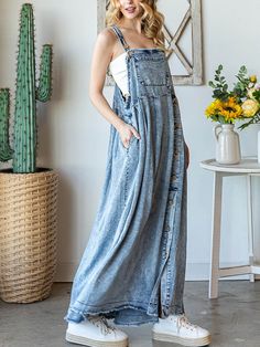 Women's Mineral Washed Denim Overall Dress Diy Overall Dress, Summer Pieces, Tencel Denim, Button Front Skirt, Denim Overall Dress, Button Front Dress, Tank Top Dress, Rain Or Shine, Summer Dress Outfits