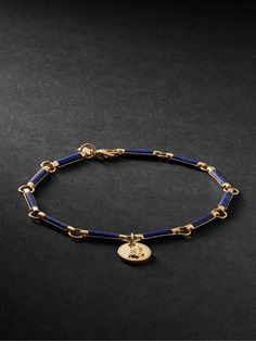 Find FOUNDRAE 18-karat Gold Lapis Lazuli Bracelet on Editorialist. Foundrae is driven by symbolism, the lion medallion on this bracelet is inspired by inner strength and self-confidence. It's crafted from 18-karat gold and lapis lazuli detailed with a signature logo-engraved charm. Ancient Jewellery, Malachite Bracelet, Beauty Party, Yellow Bracelet, Lapis Lazuli Bracelet, Mens Gold Jewelry, Men's Bracelets, Lapis Lazuli Pendant, Lapis Lazuli Beads