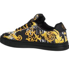 Care Instructions: Machine Wash Sole Material: Rubber Outer Material: Leather Closure Type: Lace-Up About This Item: Rubber Sole Description Versace Jeans Couture Men Court 88 Sneakers Black - Gold E74ya3sk6_ezp264_eg89 Designer Black Sneakers With Logo Print, Luxury Black Sneakers With Logo Print, Designer Black Custom Sneakers With Logo Print, Designer Sneakers With Leather Sole For Streetwear, Luxury Black Low-top Custom Sneakers, Designer Black Low-top Custom Sneakers, Luxury Black Custom Sneakers With Studded Outsoles, Versace Shoes Mens, Versace Shoes