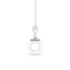 Product Details Make a captivating statement of love with this stunning Diamond and Pearl Pendant. Featuring a Round Shaped Freshwater Pearl solitaire delicately suspended as a drop in a Bead Setting, this pendant exudes elegance. The Bail is adorned with beautifully arranged Round Diamond, adding a touch of brilliance. Embrace this exquisite Pearl Drop Pendant as the perfect choice to propose to your beloved lady love this Valentines Day, symbolizing your enduring affection and devotion. Produc White Classic Drop Necklace With Brilliant Cut, White Brilliant Cut Classic Drop Necklace, Classic White Brilliant Cut Drop Necklace, White Drop Jewelry With Elegant Design, Elegant Dangle Drop Necklace For Anniversary, Elegant Round Pendant Drop Necklace For Anniversary, White Teardrop Jewelry With Prong Setting, White Drop Solitaire Necklace Classic Style, Drop White Solitaire Necklace For Formal Occasions