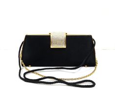 SASHA Hard Case Black Satin Evening Bag by KatsCache on Etsy, $149.95 Black Rectangular Bag For Gala, Black Rectangular Gala Bag, Black Rectangular Evening Bag For Gala, Elegant Black Evening Bag For Formal Occasions, Elegant Black Evening Bag For Formal Events, Black Rectangular Evening Bag For Events, Long Strap Purse, Formal Bag, Satin Purses