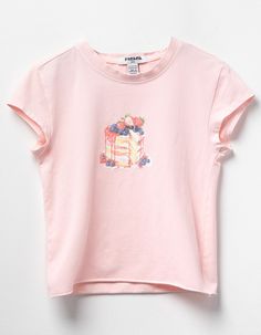 RSQ Womens Berry Cake Tee - PINK | Tillys Sweet Crew Neck Top For Spring, Sweet Graphic Print Crew Neck Tops, Sweet Style Crew Neck Tops With Graphic Print, Cute Baby Tees, Long Sleeve Baby Tee, Pink Graphic Tee, Baby Tee Shirt, Rush Outfits, Flannel Sweatshirt