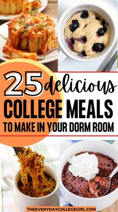 College meals to make in your dorm Dorm Recipes Microwave, College Dorm Food, Mug Meals, Meals For College Students