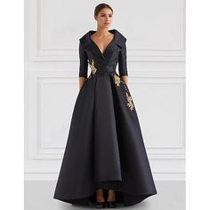 Silhouette:A-Line; Hemline / Train:Floor Length; Closure:Zipper UP; Built-In Bra:Yes; Embellishment:Appliques,Beading; Fabric:Satin; Sleeve Length:Long Sleeve; Tips:Colors may vary slightly due to different monitor settings,Professional dry cleaner only; Boning:No; Style:Elegant; Occasion:Carnival,Formal; Neckline:V Neck; Front page:Evening Gown; Listing Date:06/29/2024; Bust:null; Hips:null; Hollow to Floor:null; Waist:null; Features:Pocket Evening Dresses Long Plus Size, Black Mother Of The Bride Dress Classy, Vintage Gala Dress, Black Tie Event Dresses Classy Wedding, Inaugural Ball Gowns, Mother Of The Bride Dresses A Line, Long Dress Outfit Elegant, Mother Of The Bride Dresses Tea Length, Dress For Brothers Wedding