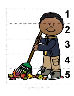 a boy holding a broom with the number five in front of him and numbers on the bottom