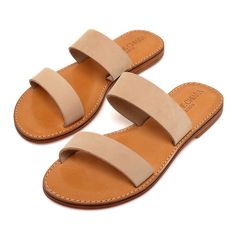 --------ALL ORDERS CAN BE SHIPPED VIA DHL EXPRESS WORLDWIDE--------- 100% Leather 100% Handmade *All smooth cream beige nubuck leather. It is a handcrafted sandal, of authentic and unique Vachetta leather. Slip your feet into these lightweight sandals, and feel absolute comfort. Pictured color: Cream Beige Choose between two different types of outsoles. *Details  -Vachetta leather upper straps. -Vachetta leather foam padded insoles. -Leather soles of excellent quality  -Leather heel 7mm (0.28") Beige Sandals Flat, Minimalist Sandals, Summer Women Shoes, Sandals Luxury, Luxury Sandals, Beige Sandals, Two Strap Sandals, Sandals Flat, Shoes Summer