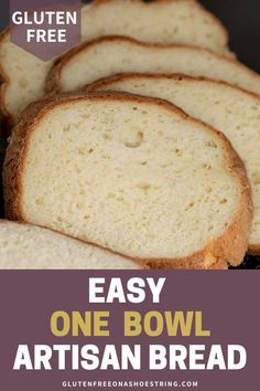 easy one bowl artisan bread recipe with gluten free text over the top