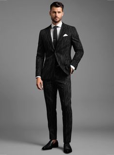 Jazz up your evening attire with our Italian Ramona Suit, infusing a touch of class into your ensemble. Handcrafted from pure polyester, this suit is the perfect fusion of comfort and unmatched style. The texturized black backdrop adds that extra oomph, creating a mesmerizing pattern that's guaranteed to turn heads. It's not just a suit; it's a statement piece that demands attention. So, let's create some magic for your big event and make it an unforgettable experience!   An elusive unique piece from our Red Carpet Collection.  Look features a 2 button jacket with notch lapels, horn royal black buttons, single vent, three cuff buttons and two welted back pockets on trousers.   Click 'Customize Now' to modify the look if needed.   Lining: Viscose; Dry Clean. Party Slim Fit Suit In Suiting Fabric, Slim Fit Party Suit, Party Slim Fit Suits, Elegant Black Pantsuit For Semi-formal Occasions, Modern Evening Suits With Suit Collar, Evening Suit With Notch Lapel In Suiting Fabric, Evening Suits With Notch Lapel In Suiting Fabric, Sleek Notch Lapel Suit For Party, Fitted Party Suits With Notch Lapel