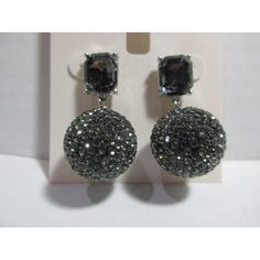 Earrings - Silver Tone Studs with Charcoal Crystal and Dangle Sparkle Ball  Pierced earrings have 1.5" Drop Beautiful Costume Fashion Jewelry Fine condition - New! Sparkle Ball, Costume Fashion, Beautiful Costumes, Pierced Earrings, Earrings Silver, Earings Piercings, Jewelry Earrings Dangle, Silver Earrings, Dangle Drop Earrings