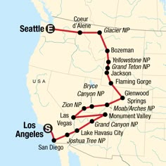 the route map for seattle to los angeles