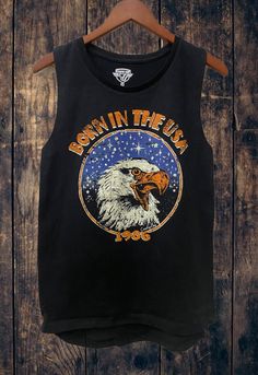 "Country Deep Born in the USA Muscle tank top Country Deep Slub muscle tank   MUSCLE TOP SIZING * Size S: Length measures 25\" from shoulder to hem with a 14\" bust * Size M: Length measures 26.5\" from shoulder to hem with a 15\" bust  * Size L: Length measures 27\" from shoulder to hem with a 16\" bust  * Size XL- Length measures 28\" from should to hem with 17 inch bust * Runs true to size" Born In The Usa, Muscle Tank Top, Muscle Tank Tops, Top 50, Muscle Tank, Muscle Tanks, Soft Black, Crop Tee, Cute Shirts