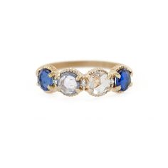 Handmade Ribbed Topper in 18K Yellow Gold with Vibrant and Watery Blue Sapphires and Diamond Designed By Megan Thorne Resize Ring, Bespoke Rings, Blue Sapphire Diamond, Fine Jewels, Fine Jewelry Gift, Whats New, Something Blue, Rose Cut Diamond, Sapphire Diamond