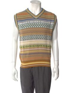 Kenzo Sweater VestNeutralsStripedSleeveless with V-NeckFit: Sweaters by Kenzo typically fit true to size. Kenzo Sweater, V Neck Sweater, Sweater Vest, Vneck Sweater, Neck Sweater, Sweater Outfits, Print Patterns, Mens Outfits, V Neck