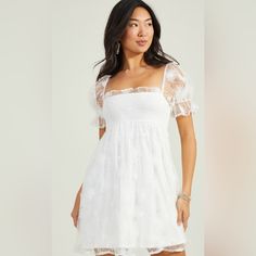 Darling And Cute, This Mini Dress Is Featured In A Floral Decorated Embroidery And Sheer Mesh Puff Sleeves For An Extra Sweet Touch. * Fit: Fit & Flare, Mini * Closure: Slip On * Material: 95% Polyester, 5% Spandex * Short Sleeve * Imported Measurements: 32" Length From Shoulder To Hem (Size S) Color: White Size: Small New With Tags Photos And Description From Https://Www.Altardstate.Com/As/Sale/Sale-Dresses/Brandi-Floral-Puff-Sleeve-Dress/001926_dedw301pl-B-0003.Html Puff Sleeve Dress White, Floral Puff Sleeve Dress, Coral Mini Dress, Navy Blue Mini Dress, White Flower Dress, Altard State Dresses, Puff Sleeve Dress, Blue Mini Dress, Puffed Sleeves Dress