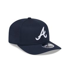 the atlanta braves'new era cap is available in navy and white