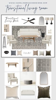 the interior design board for a living room