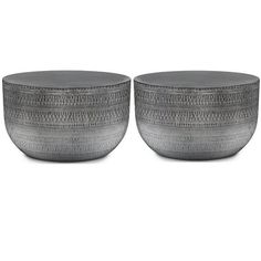 two gray bowls sitting on top of each other