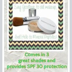 I love our Enhancements Mineral Powder! We are not a makeup company and this is not actually makeup. You don't need to use foundation anymore. Our Enhancement Mineral Powder takes away the shine, evens out my skin tone, adds SPF 30 and has peptides to help your skin. It comes in 3 great shades: light, medium and bronze. Message me for yours. 60 day money back guarantee. Makeup Companies, Old Makeup, Independent Consultant, Mineral Powder, Business Opportunity, Even Out Skin Tone