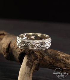 Vintage style silver wedding band, Filigree wedding ring, Nature silver band, Men wedding band, Women wedding ring, Leaves ring, Unique wedding band, Sterling silver ring. ■ All wedding rings are only crafted with the finest of recycled metals Details of ring: Width - 6,5mm, Vine Wedding Band, Old Fashioned Style, Filigree Wedding Band, Filigree Wedding Ring, Gorgeous Wedding Rings, Medieval Rings, Vine Wedding, Unique Bands, Silver Anniversary