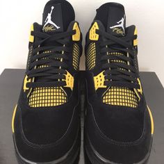 New With Box Mens Air Jordan 4 Retro Thunder 2023 Sneakers, Super Comfy And Stylish New, Never Worn Condition, Comes From Smoke-Free Household! Color: Yellow Black / Dh6927-017 Air Jordan 4 High-top Sports Shoes, Air Jordan 4 Sports Shoes With Branded Insole, Air Jordan 4 For Sports, Breathable Air Jordan 4 Lace-up For Streetwear, Black Air Jordan 4 Sporty Streetwear, Black High-top Air Jordan 4, Black Breathable Air Jordan 4 Lace-up, Black Air Jordan 4 High-top Breathable, Black Air Jordan 4 Breathable For Sports